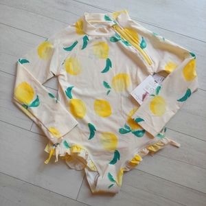 Jessica Simpson NEW girls Lemons & Stripes Full Rashguard Swimsuit